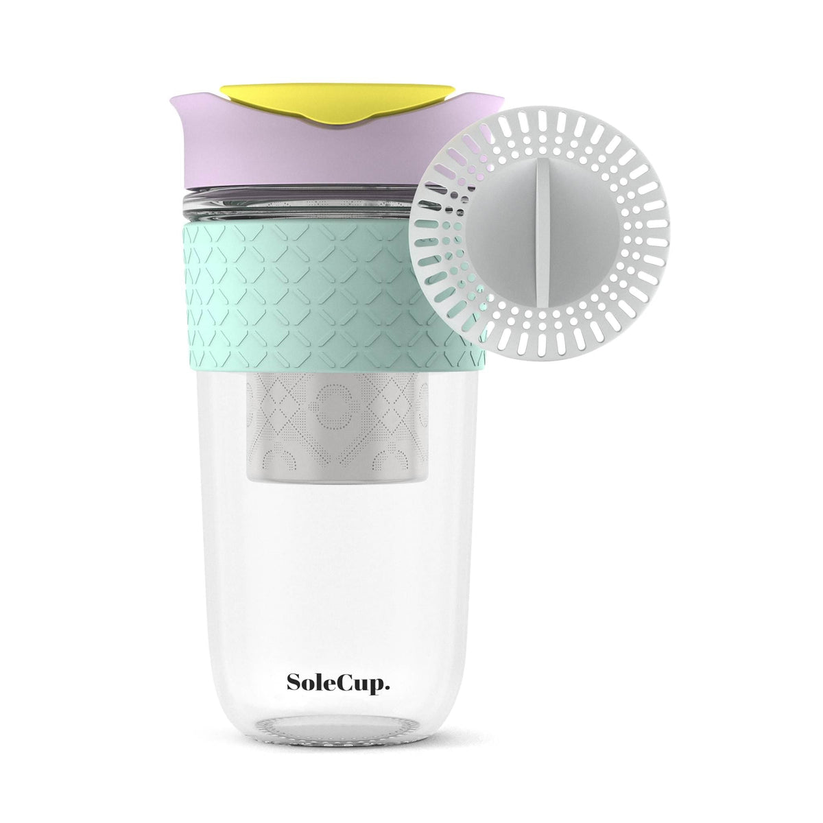 SoleCup Reusable Glass Travel Mug for Coffee & Loose Tea - 18oz