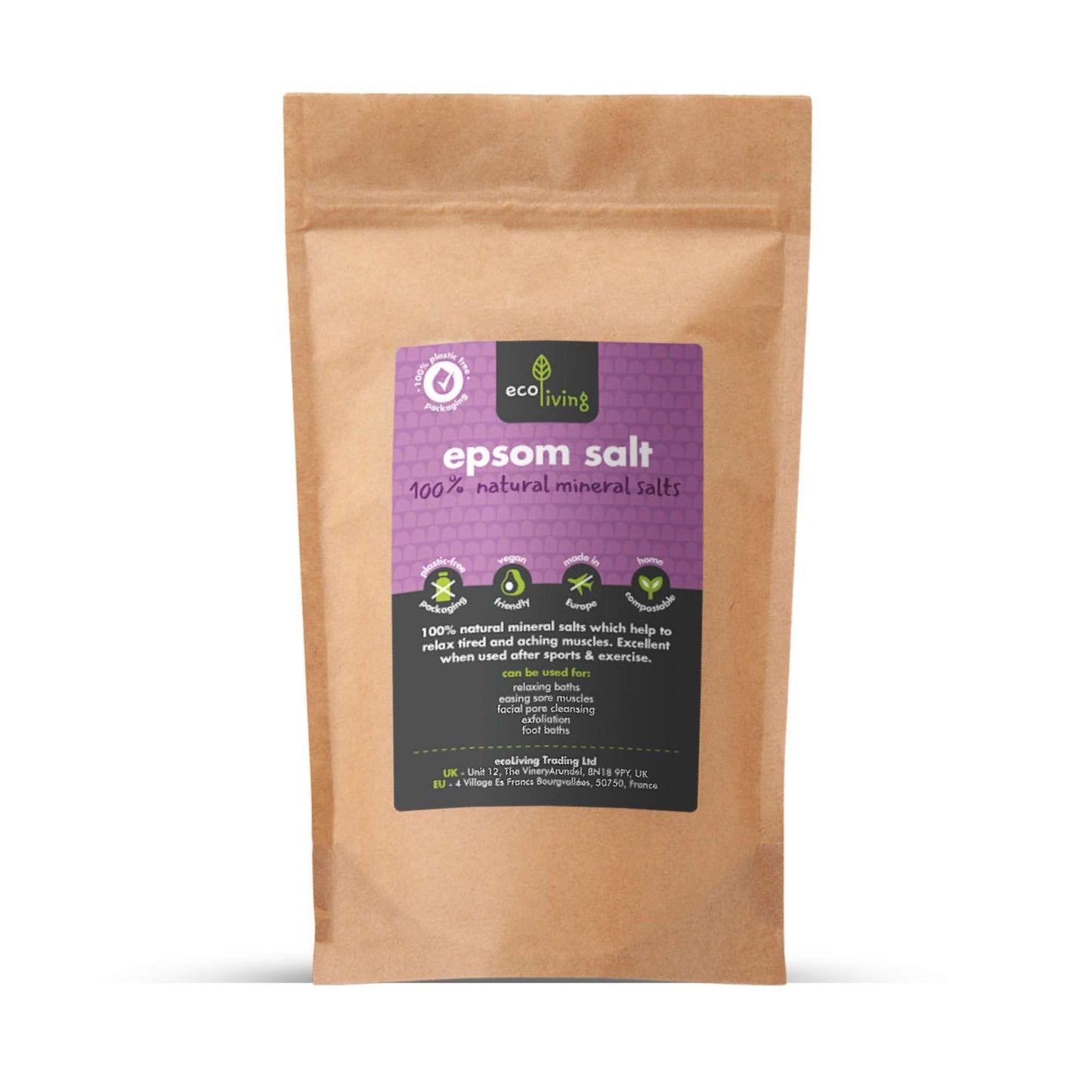 EcoLiving Bath Soak Natural Epsom Salt - 750g - ecoLiving