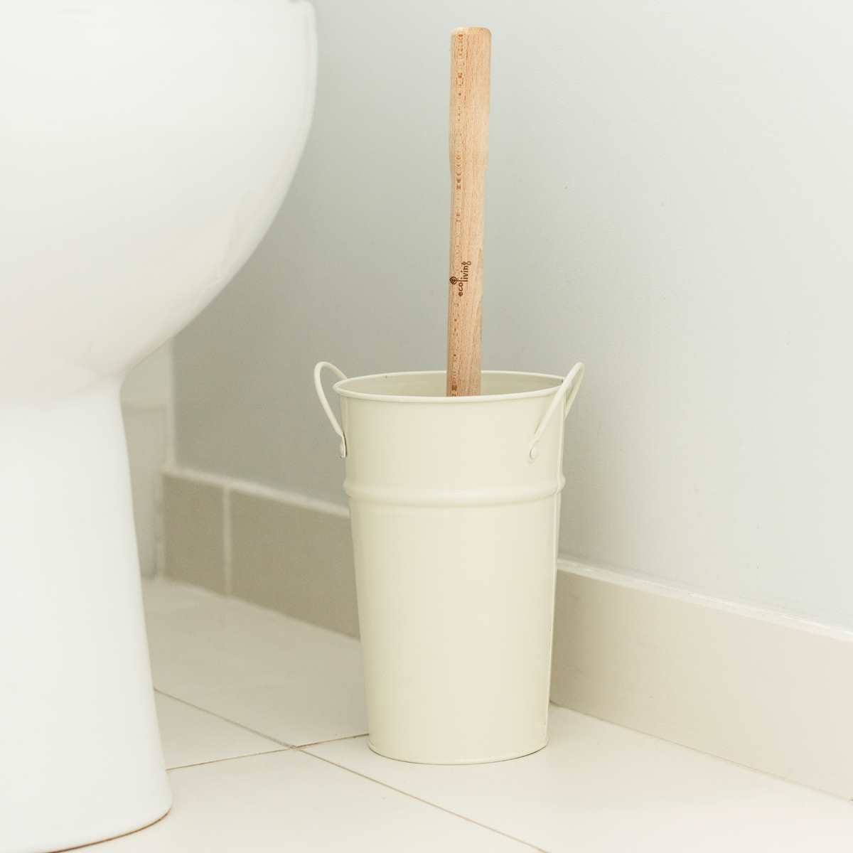 ecoLiving Brushes Plastic Free Toilet Brush & Holder Set - Cream