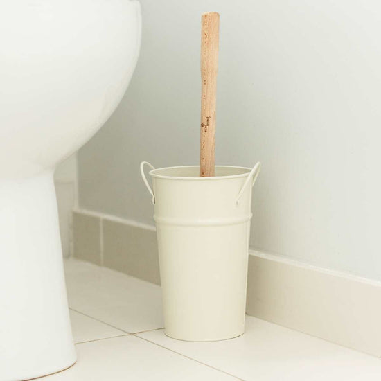 ecoLiving Brushes Plastic Free Toilet Brush & Holder Set - Cream