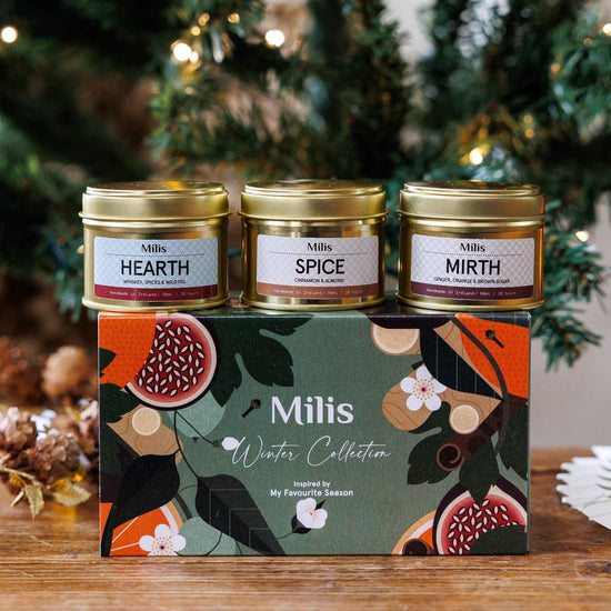 Milis Candles Milis Winter Collection - Trio of 20-Hour Festive Candles in Gift Box