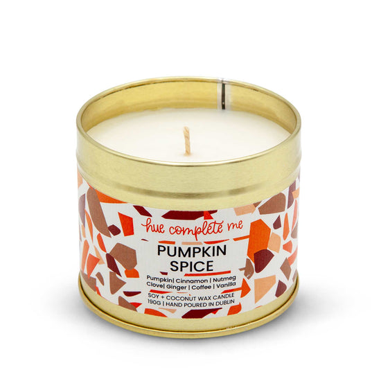 Hue Complete Me Candles Pumpkin Spice Autumn Candle in Gold Tin - 190g/30 hours - Hue Complete Me