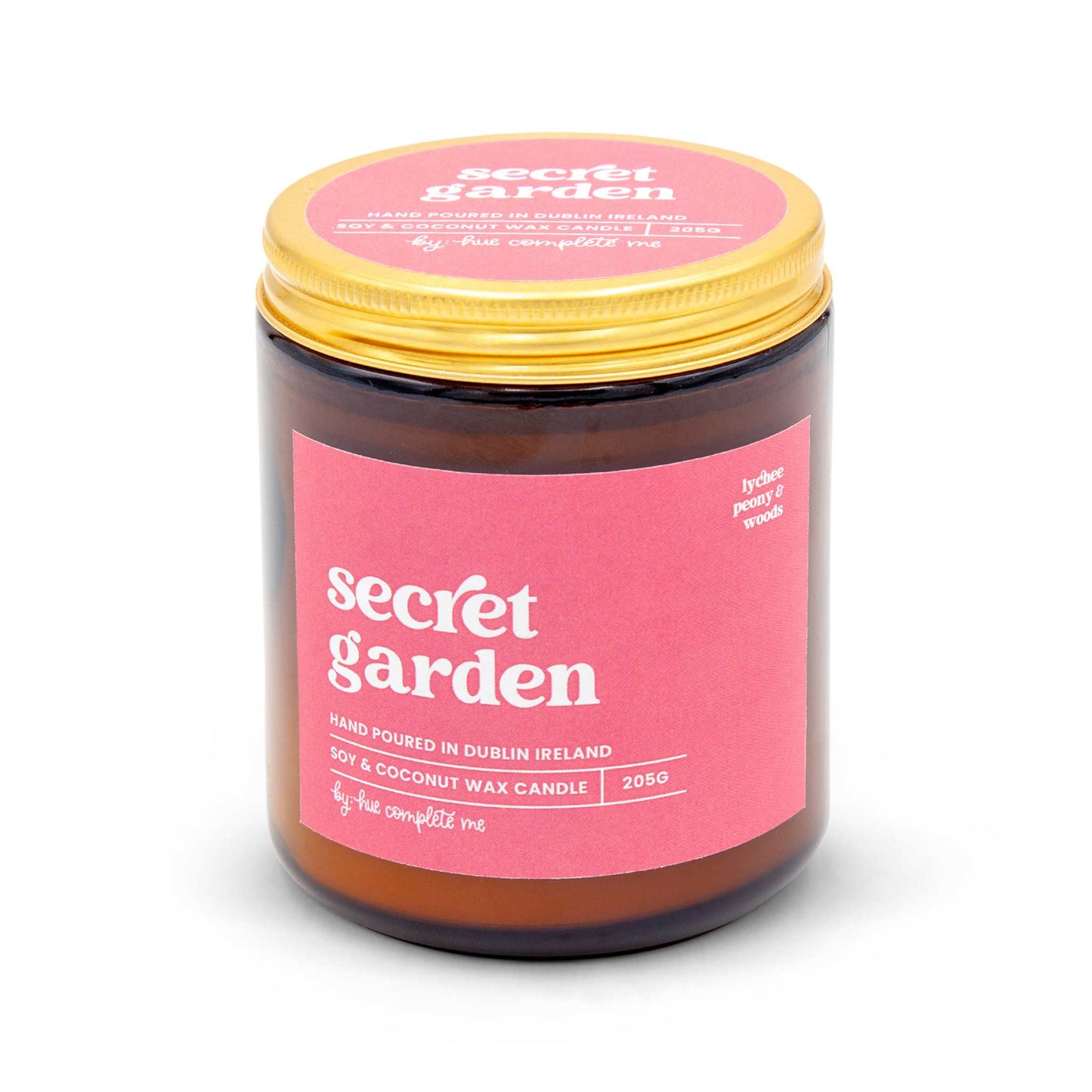 Hue Complete Me Candles Secret Garden Candle - Lychee, Peony & Woods - 205g/45 Hours- Hue Complete Me