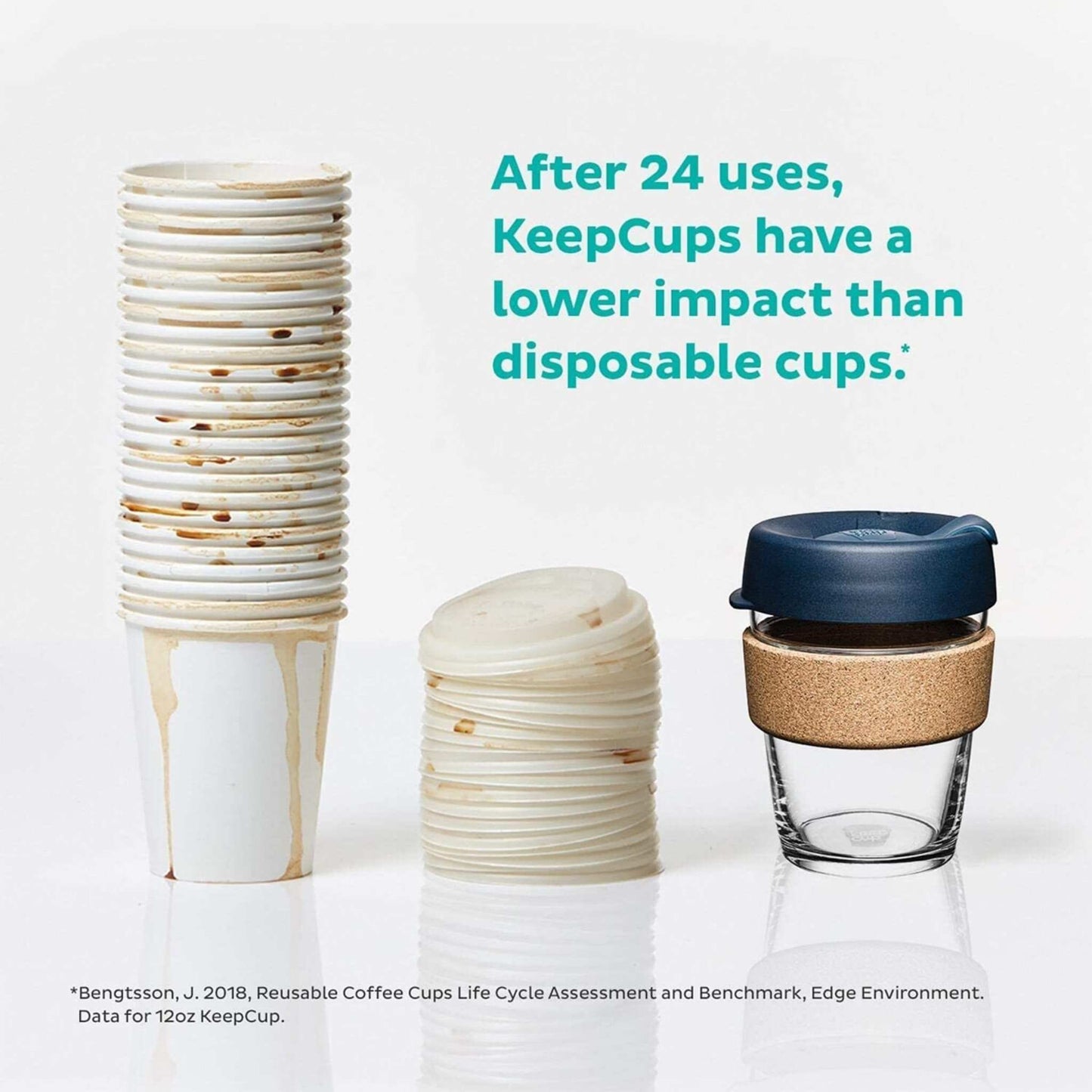 Keepcup Brew Cork Coffee Cups Keepcup Brew 12oz/340ml Glass Coffee Cup With Cork Band - Eventide