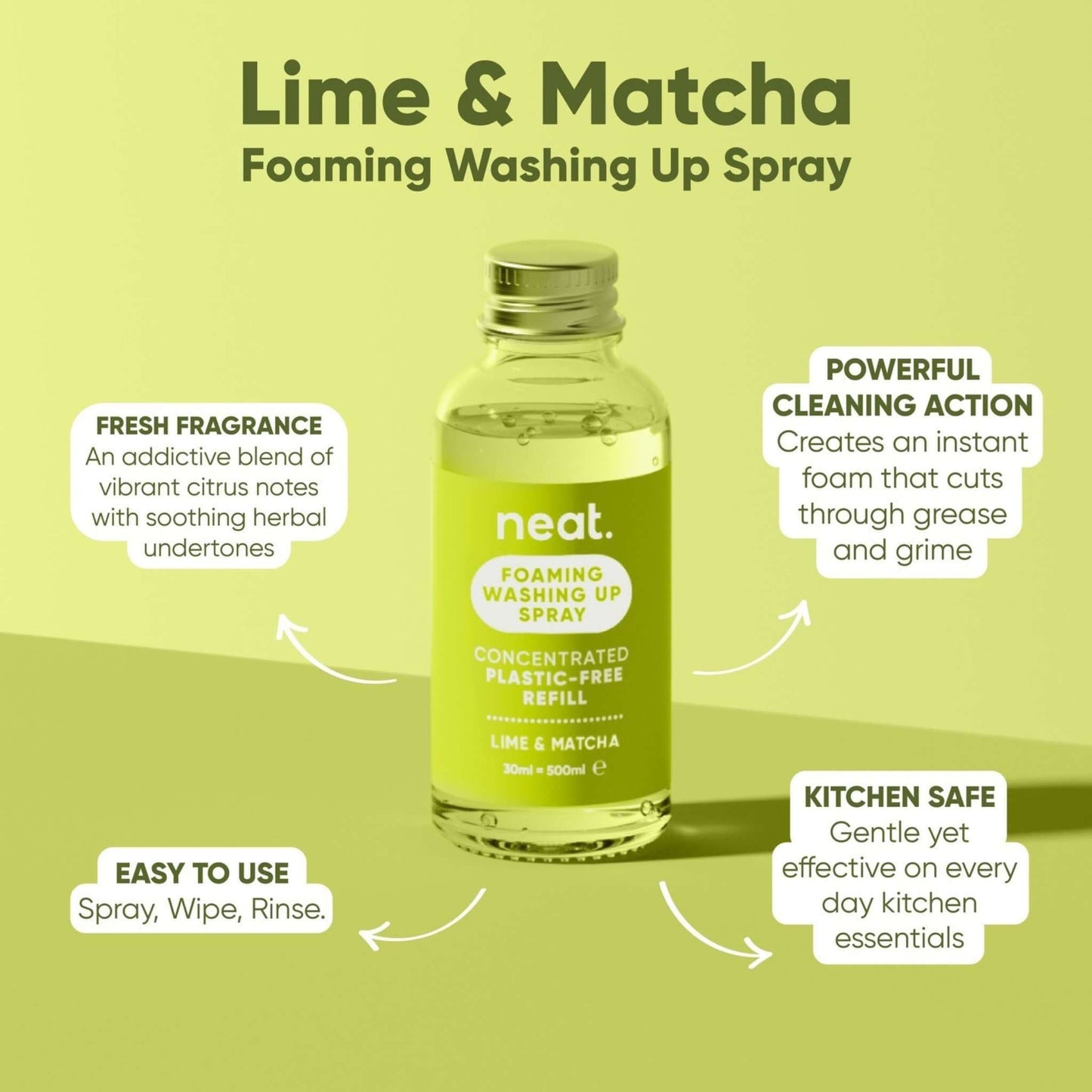 neat. Dishwasher Cleaners Neat Foaming Washing Up Spray - Lime & Matcha - Refill