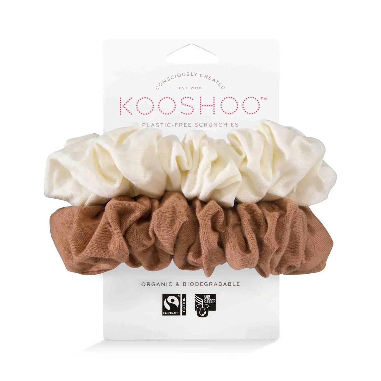 Kooshoo Hair Accessories Blush Walnut Plastic-free Hair Scrunchies - 2 pack - KOOSHOO