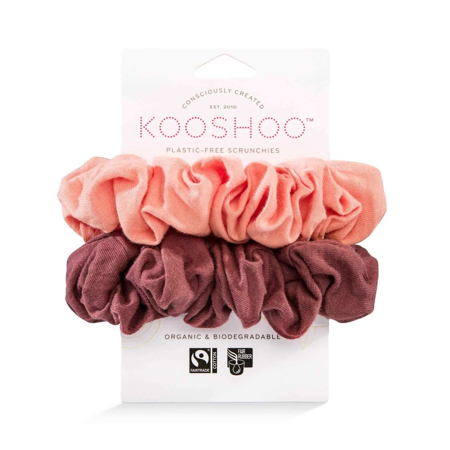 Kooshoo Hair Accessories Coral Rose Plastic-free Hair Scrunchies - 2 pack - KOOSHOO