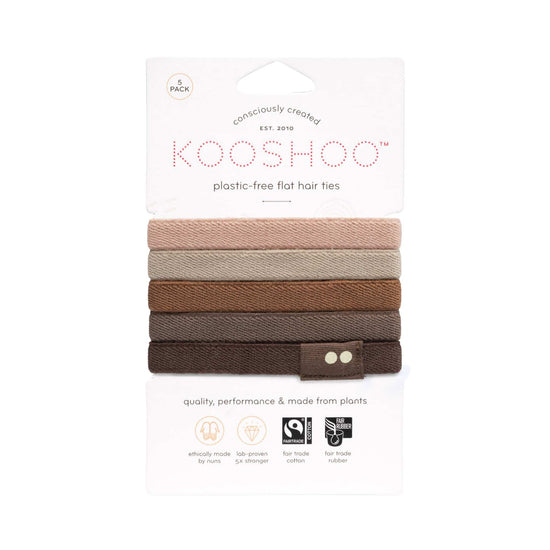 Kooshoo Hair Accessories Earth Tints Plastic-free Hair Ties - 5 pack - KOOSHOO