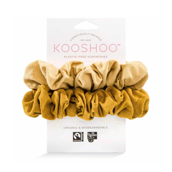 Kooshoo Hair Accessories Gold Sand Plastic-free Hair Scrunchies - 2 pack - KOOSHOO