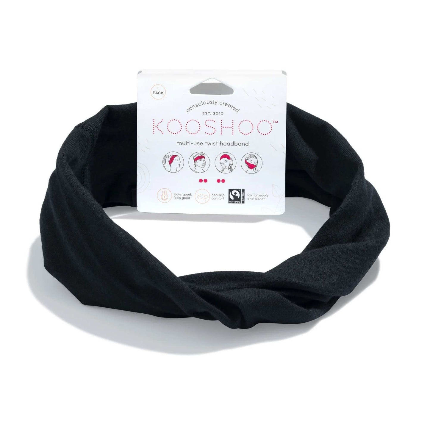 Kooshoo Hair Accessories Jet Black Organic Cotton Twist Headbands - KOOSHOO