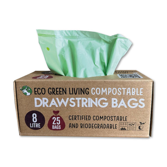 Eco Green Living Household Cleaning Products Compostable 8 Litre Drawstring Bags - 25 pack - Eco Green Living