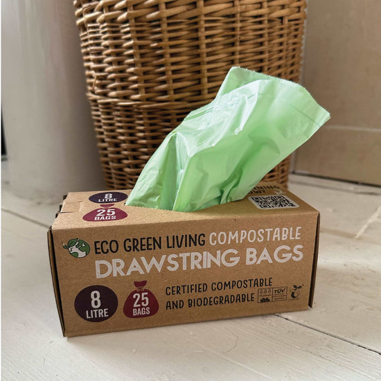 Eco Green Living Household Cleaning Products Compostable 8 Litre Drawstring Bags - 25 pack - Eco Green Living