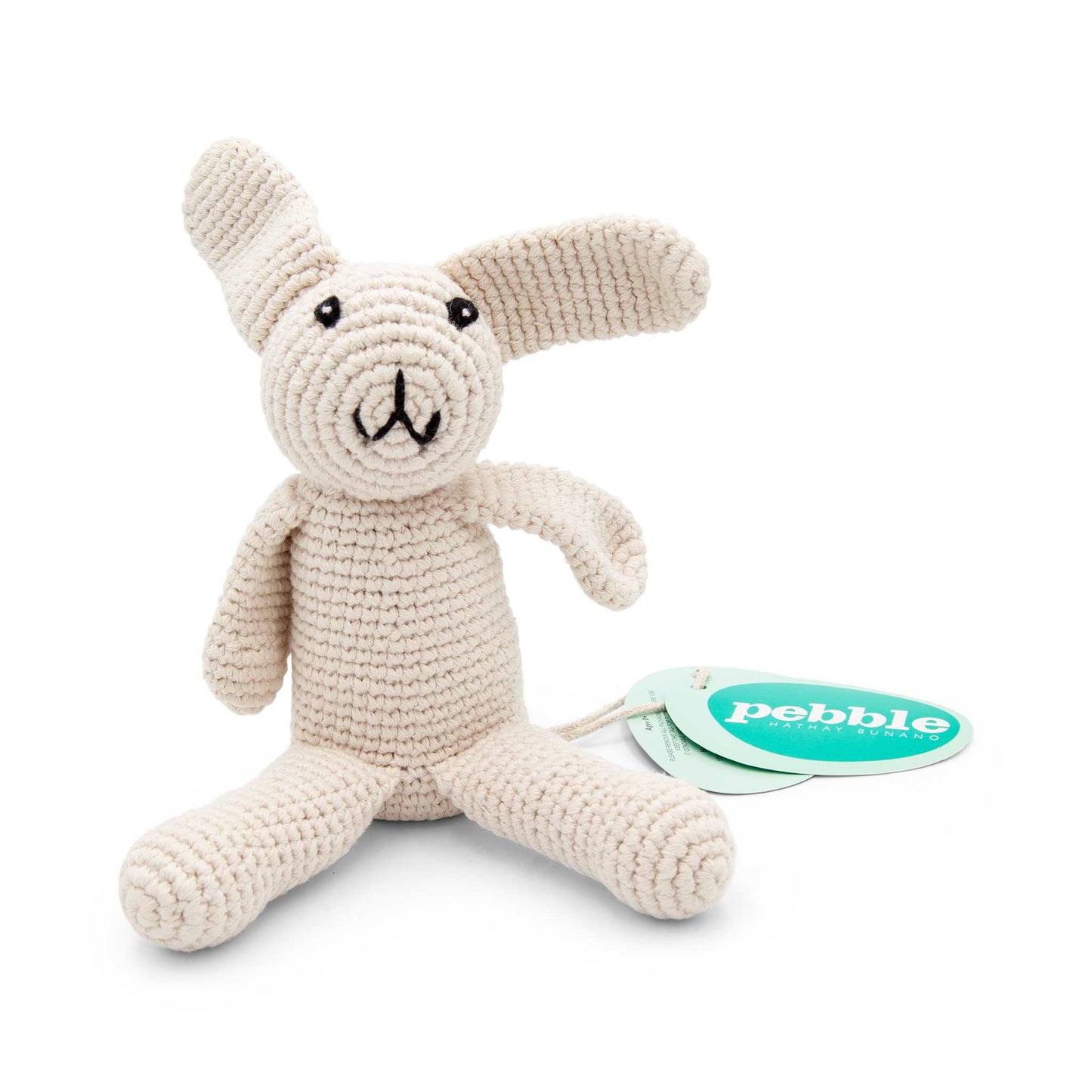 Pebblechild Rattles Fairtrade Crochet Baby Rattle - My First Bunny - Pebblechild