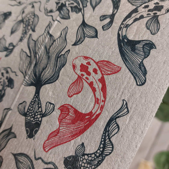 Groovy Goods Shop Towels & General-Purpose Cleaning Cloths Compostable Swedish Dishcloth - Koi Fish- Groovy Goods