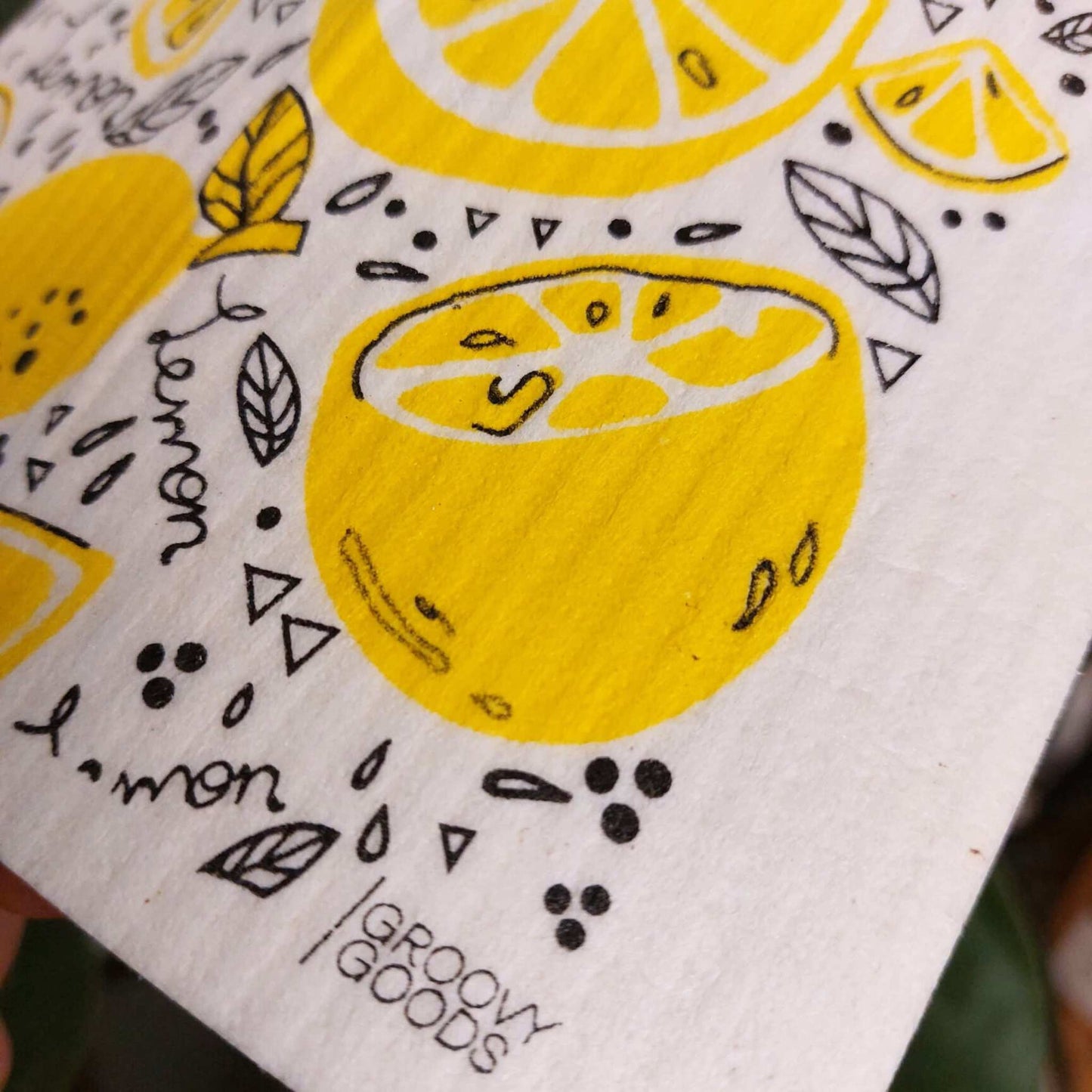 Groovy Goods Shop Towels & General-Purpose Cleaning Cloths Compostable Swedish Dishcloth - Lemons - Groovy Goods